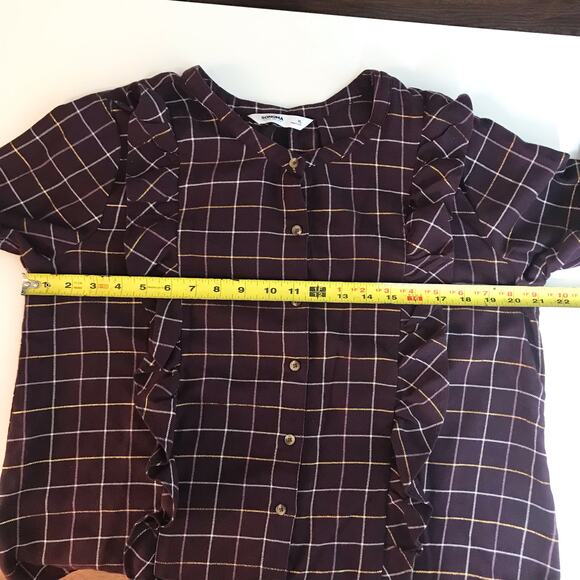 3/$20 Sonoma Women's PL Petite Large Wine Color Long Sleeved Button Up Blouse - Picture 8 of 10